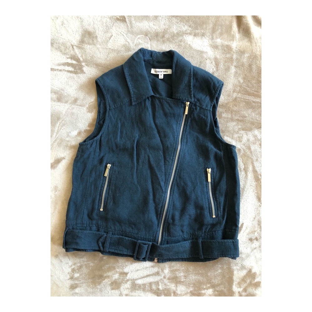 Elizabeth and James Tegan Linen Blend Vest - blue